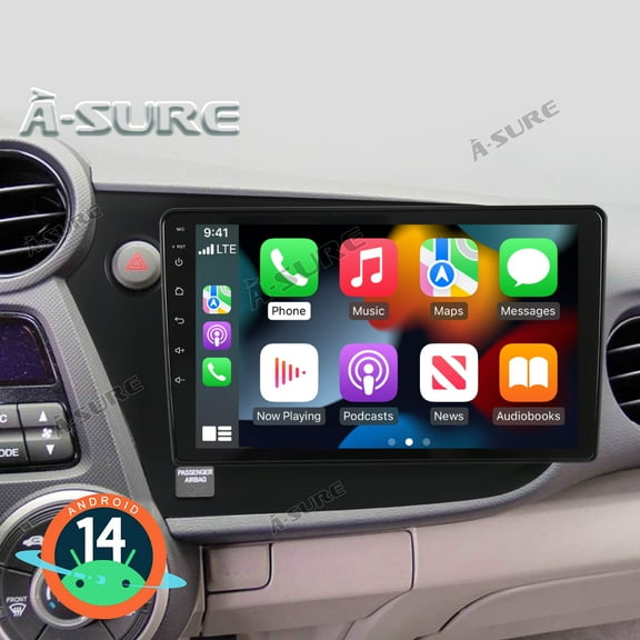 9" Android 14 Car Radio 2 32GB Stereo for Honda Insight ZE2/ZE3 2009-2014 with Wireless CarPlay/Android Auto/GPS Navigation/Wi-Fi/BT 5.0/SWC/DSP