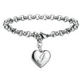 thumbnail image 1 of Pulseras con iniciales para adolescentes Pulseras con corazón de acero inoxidable para mujeres 26 letras Alfabeto Pulsera Regalos de joyería para niñas adolescentes, 1 of 4