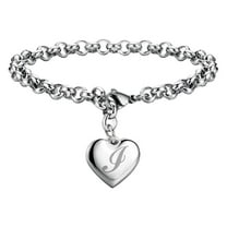 zttd fashion initial charm bracelets for teen girls stainless steel heart charm bracelets for women 26 letters alphabet bracelet jewelry gifts for teenage girls