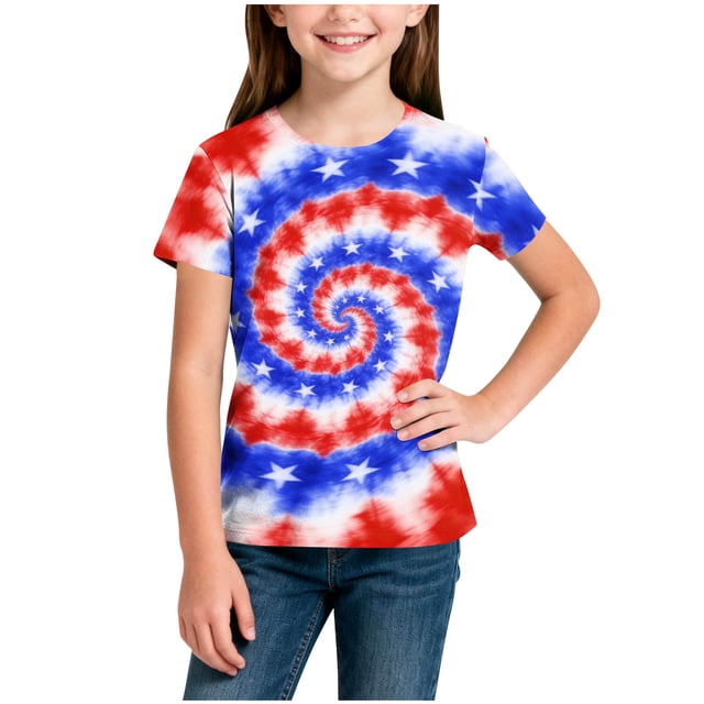 Odeerbi Chicos Niñas 4 de Julio Camiseta Manga Corta Bandera Americana Día de La Independencia Tee Gráfica