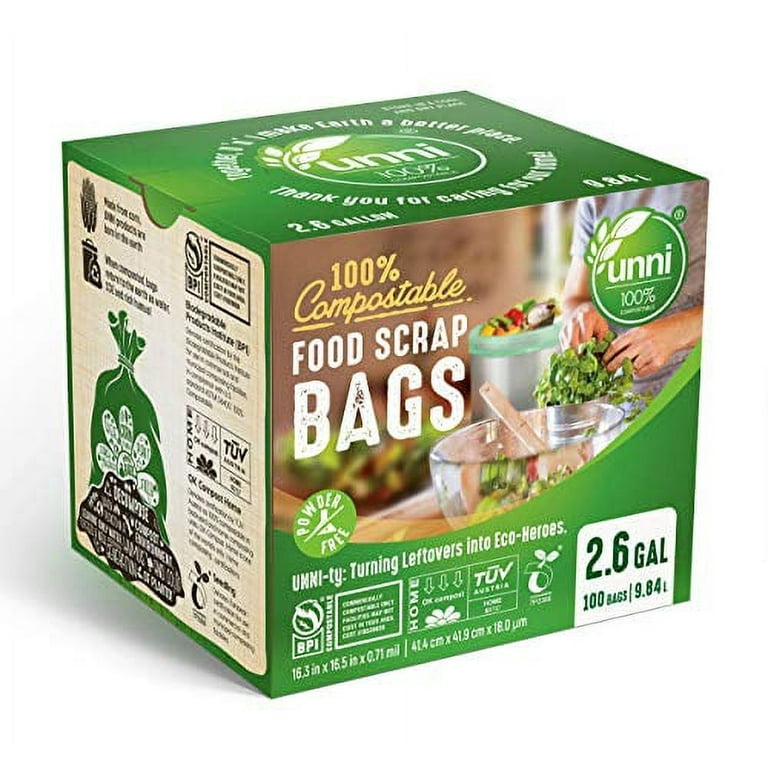 Compostable Trash Bags, 2.6 Gallon Small Disposable Compost Bags 150 Count  Garbage Bags Made from PSM Starch-Based for Kitchen Bathroom Bedroom Office