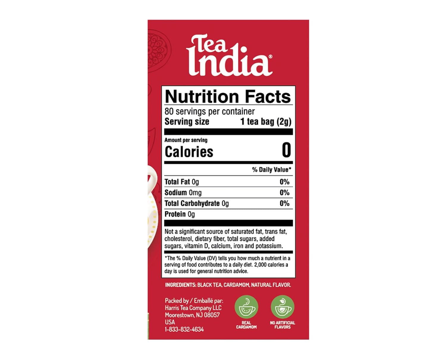 Tea India Cardamome thé 80 paquets / 182 g