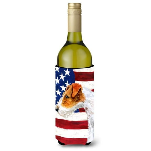 Fox Terrier Patriotic Wine Bottle Beverge Insulator Hugger