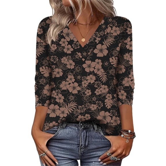 HLKJKLS Long Sleeve Shirts For Women Casual V Neck Long Sleeve Basic Tee Loose Fit Fall Trendy T Shirt Black S-3Xl