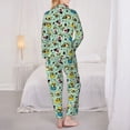 thumbnail image 3 of KLL Green Cute Avocado Print Women's Long Sleeve Pajamas with Pants Sleepwear Loungewear 2 Set-Medium, 3 of 8