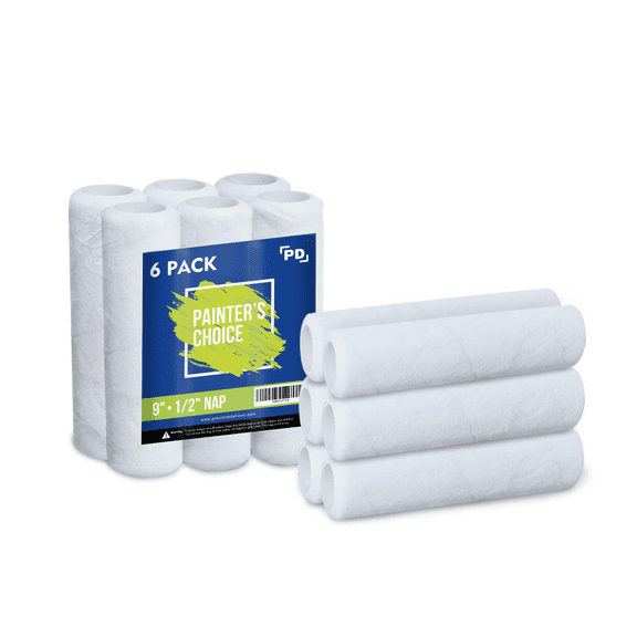 Precision Defined Paint Roller Covers 9", 6-Pack, 1/2" Nap