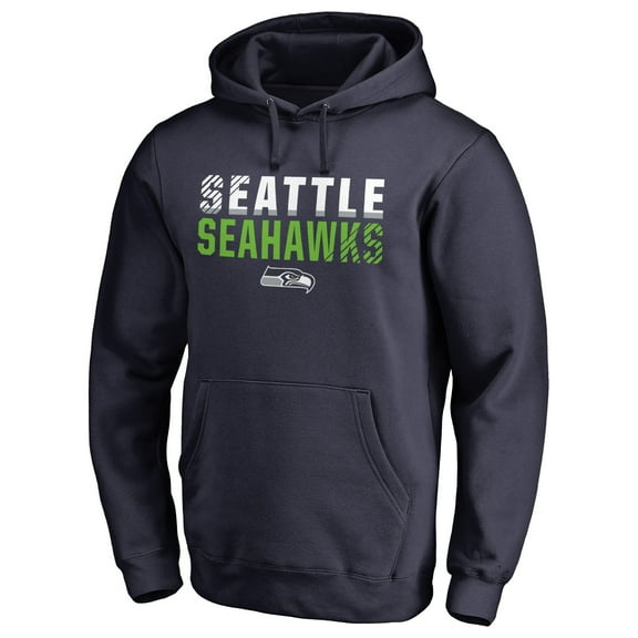 Men's College Navy Seattle Seahawks Iconic Collection Fade Out Pullover Hoodie