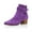 Purple, variant on YDN Women Block Low Heel Suede Cowgirl Boots Pull on Ankle Bootie with Buckle Strap Shoes Size 7 Tan