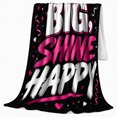 thumbnail image 2 of Sparkle Big Shine Happy Motivational Typography Art Glamorous, Warm Flannel Blanket for Living Room and Reading Nook, Festive autumn celebration Scene, Art Lovers autumn celebration Gift, 2 of 9