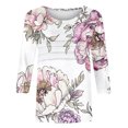 thumbnail image 6 of Jsaierl Women's 3/4 Length Sleeve Tops Casual Round Neck Shirts Cute Graphic Petite Blouses Workout Holiday T-shirts Top S-2XL, 6 of 6