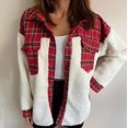 thumbnail image 2 of REDHOTYPE Nouveau Cardigan à Carreaux Léopard à Col Rabattu Patchwork en Peluche Couleur Contrastée Chaud à Manches Longues, 2 of 4