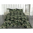 thumbnail image 2 of Ambesonne Tropical Quilted Bedspread Set 3 Pcs, Palm Foliage Overlapped, Twin, Reseda Green Dark Purple, 2 of 4