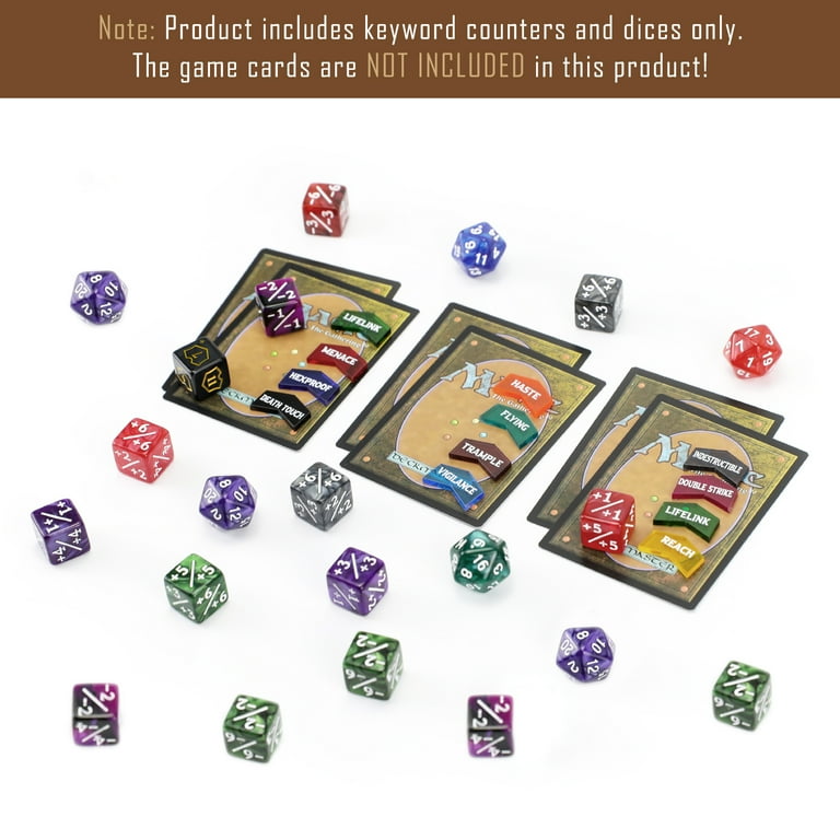 130pcs MTG Keyword Counters Tokens & MTG Life Counter Dice Set for Magic The Gathering, MTG CCG Card Gaming Accessories