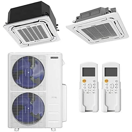 

Durastar 48000 BTU Cooling / 48000 BTU Heating 21.5 SEER Dual Zone Ductless Mini Split Air Conditioner System with Two - 24000 BTU Ceiling Cassette Evaporators and Ceiling Cassette Grilles