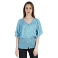 thumbnail image 1 of Moomaya Printed Batwing Tops For Women V-Neck Summer Casual Blouse Fashion Tunic, 1 of 8
