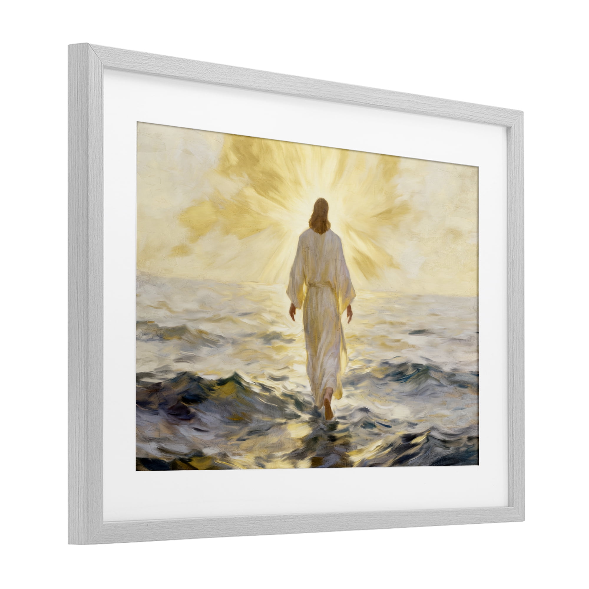 Stupell Industries Golden Walk Spiritual Figure Gray Framed Print Under Glass, design by Kim Allen