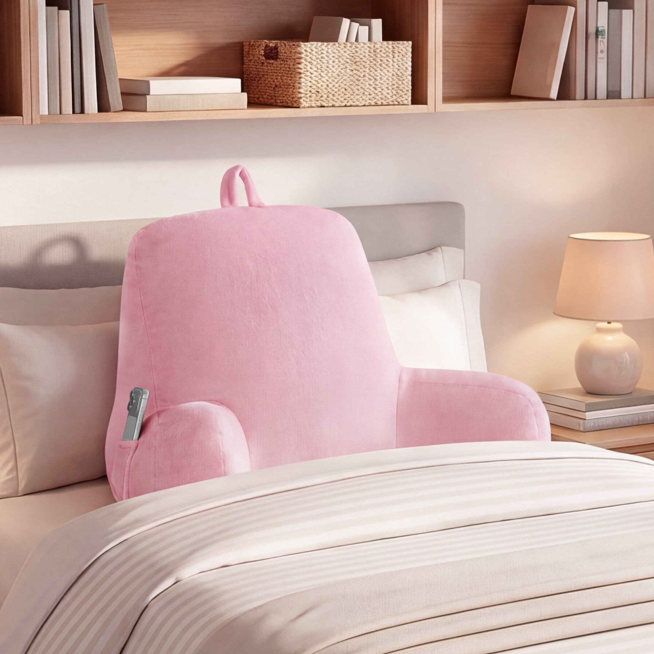 The Sheet Lab Pink Plush Backrest Pillow 29 x 24.5 x 10.5 Inches