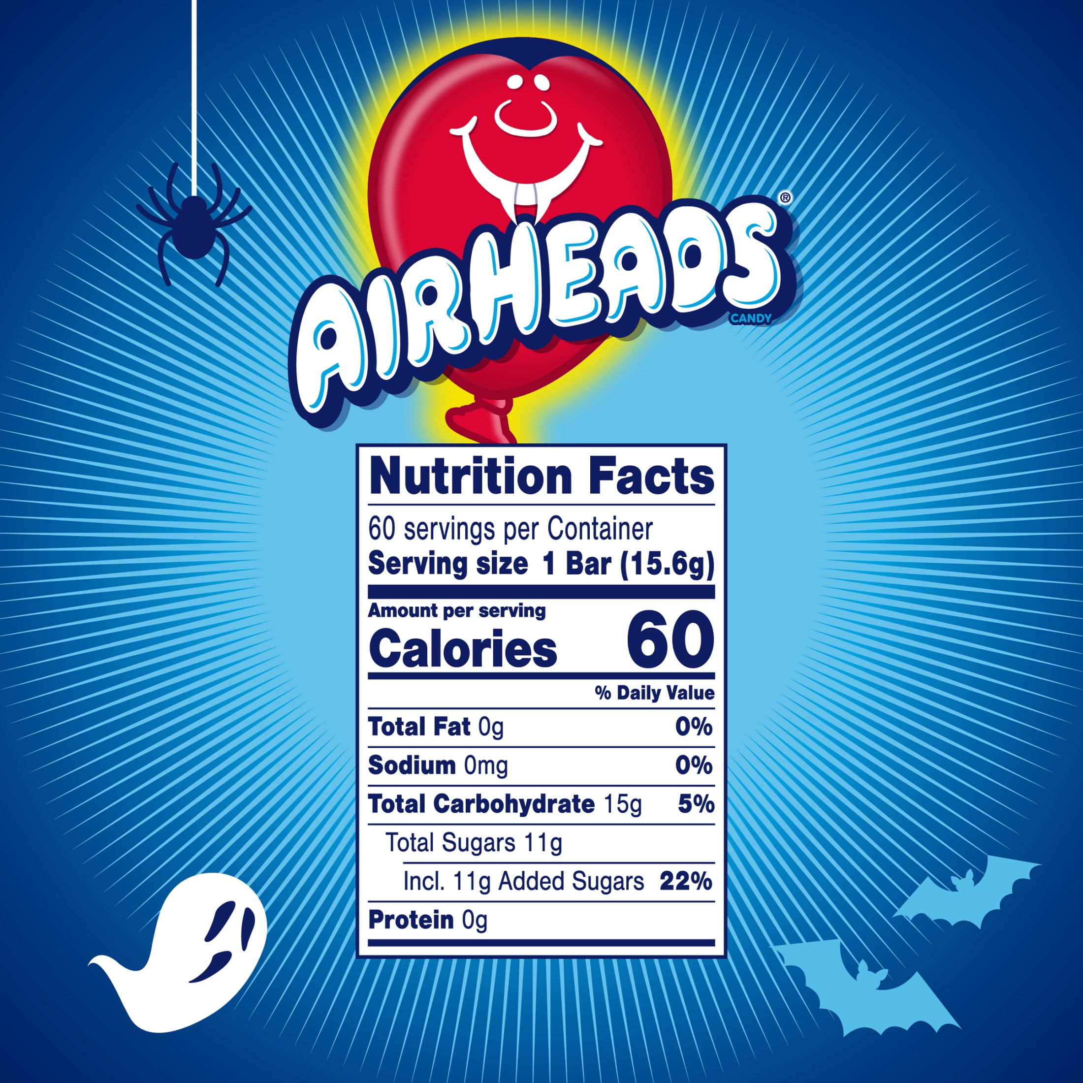 (2 pack) Airheads Candy, Chewy Full-Size Candy Bars, Assorted Flavors, Bulk Candy, 60 Count Box