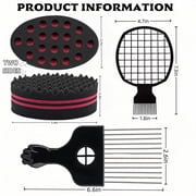 High-Quality Hairstyling Sponge Set - Twist King Sponge + Afro Pick Kit, Perfect for Creating Curls and Twists （4pcs)