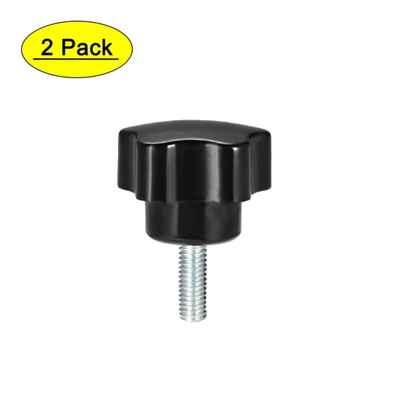 Uxcell M6 x 20mm Male Thread 32mm Head Star Knobs Zinc Plated Black 2 Pack