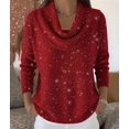 thumbnail image 6 of Women Knit Winter Clothes Casual Loose Sweaters Fall Fashion Cowl Neck Long Sleeve Trendy Pullover Red Sequins XL, 6 of 7