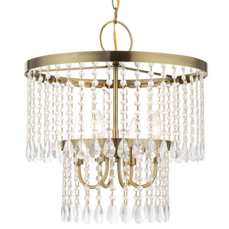 

Livex Lighting 51064 Elizabeth 4 Light 18 Wide Crystal Drum Chandelier - Brass