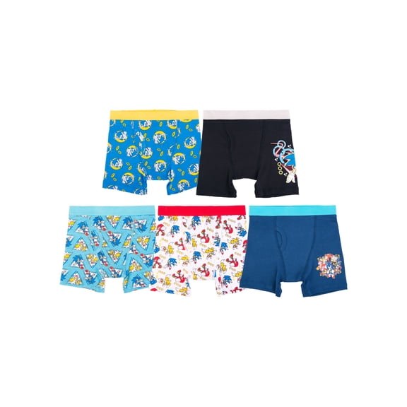 Sonic The Hedgehog Boys Cotton Boxer Brief Character Underwear, 5-Pack, Size 4-6