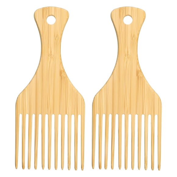 Unique Bargains 2pcs Hair Pick Wooden Hair Pick Afro Hair Pick Suitable for Coarse Thick Hair Wood Color 7.17"x3.07"