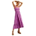 thumbnail image 1 of Femmes Été Décontracté Midi Maxi Robe Boho Sans Manches Blouse une Ligne Longue Robe, 1 of 6