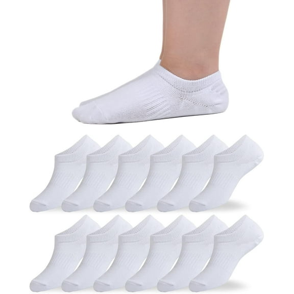 Kids No Show Socks Girls Boys Non-slip Socks Cotton Low Cut Socks 6/12 Pack