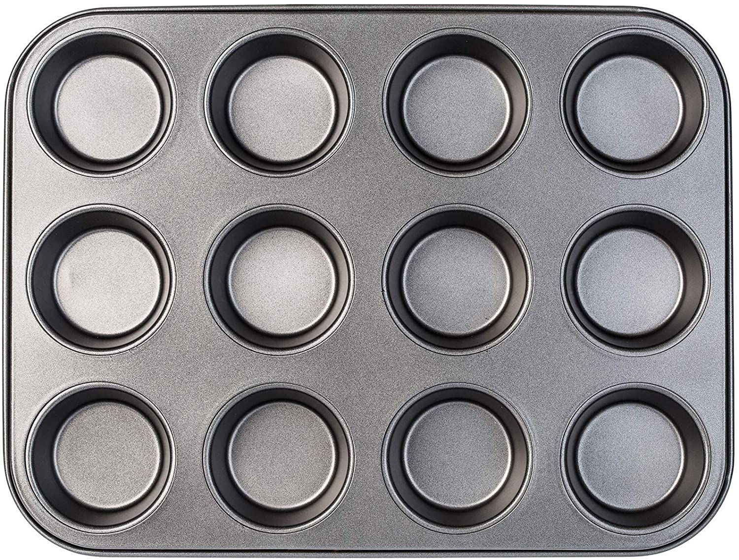 Moule à Muffins Inox Antiadhésif - Lot De 2 Plaques 12 Cavités (35x27 Cm), Sans BPA, Pour Four Et Lave-vaisselle