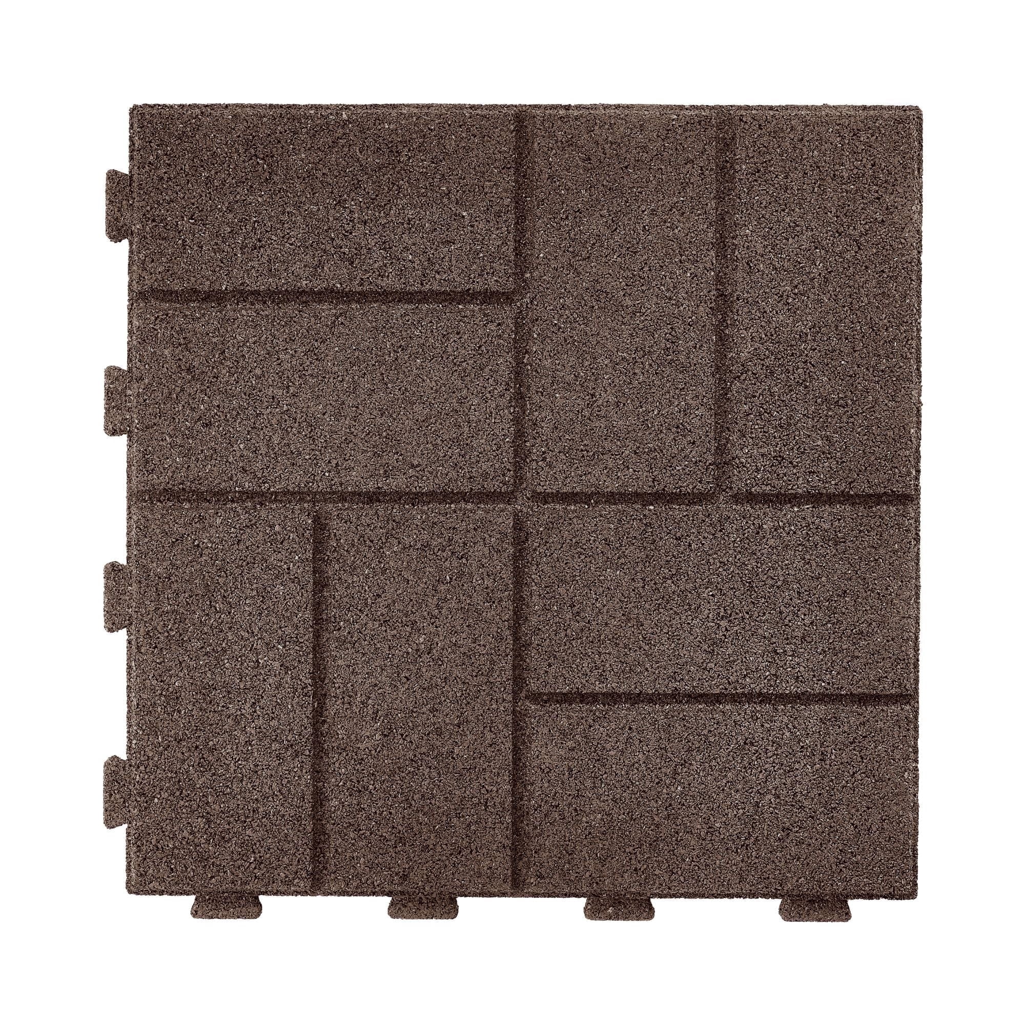 GroundSmart 16" x 16" x 5/8" Brown SmartLoc Brick Rubber Patio Paver, 9 Pack
