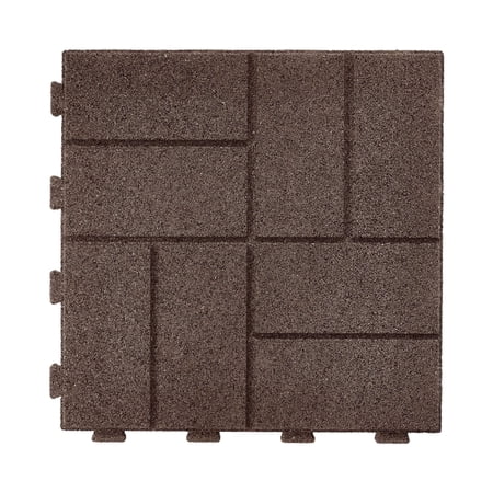 GroundSmart 16" x 16" x 5/8" Brown SmartLoc Brick Rubber Patio Paver, 9 Pack