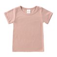 thumbnail image 3 of xiaxaixu Solid Color Short Sleeve Round Neck Pullover + High Waisted Pants, 3 of 5
