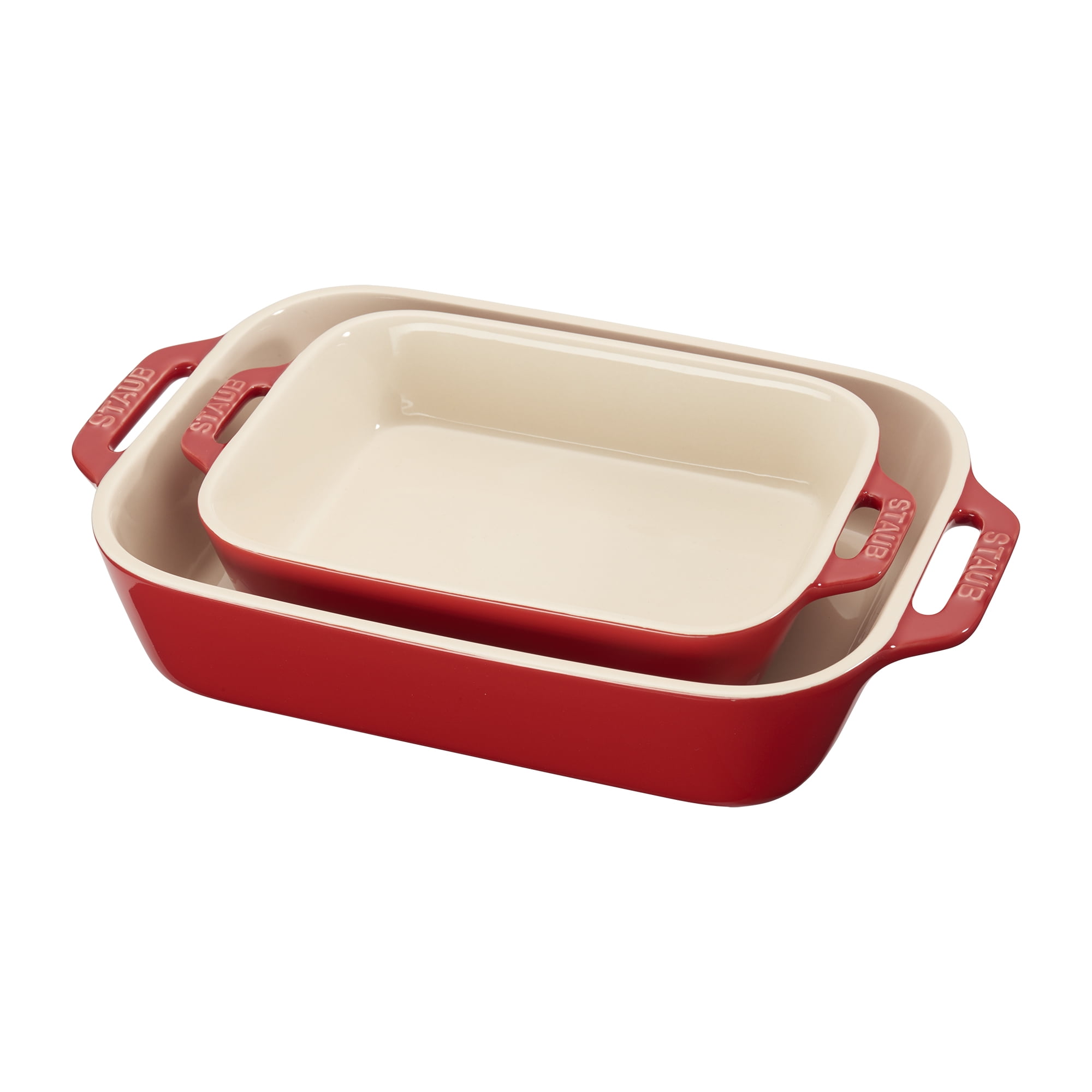 Staub Ceramic 2pc Rectangular Baking Dish Set Cherry