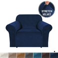 thumbnail image 1 of H.VERSAILTEX 1-Piece Luxury Velvet Armchair Stretch Slipcover, Navy, 1 of 7