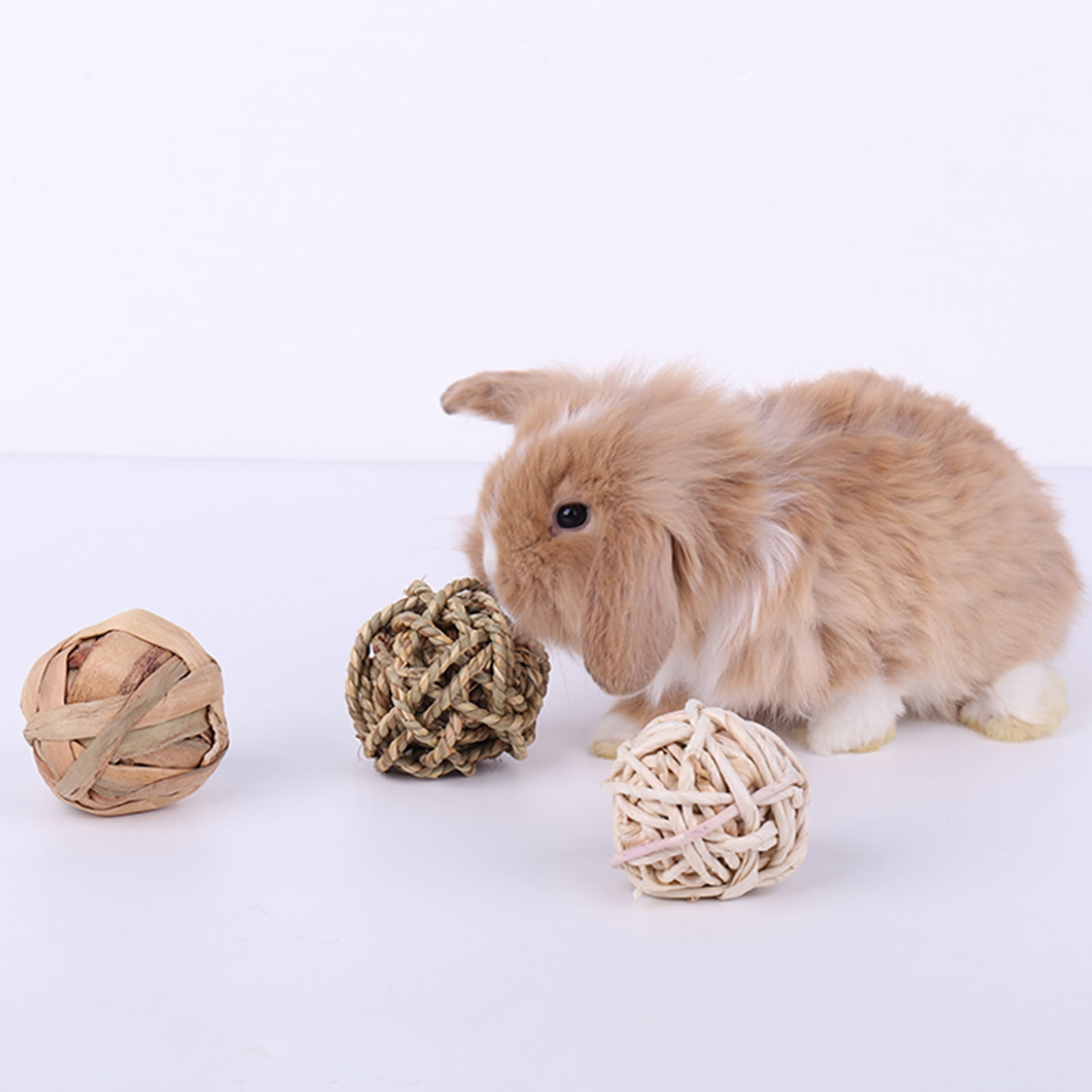 DOPI 6Pcs/Set Molar Toy Healthy Attractive Plastic Hamster Wooden Rattan Ball Set for Squirrels