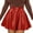 Red, variant on Fashion Women's Sexy Leather Skirt High Waist Pleated Flowy Mini Short Skirt
