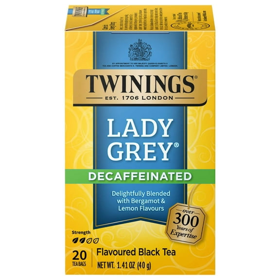 Pack of 2 - Twinings Tea Lady Grey Decaffeinated Tea - Delicate Citrusy Flavor And Uplifting Aroma, Decaf Black Tea Bags Individually Wrapped, 20 Count