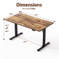 thumbnail image 4 of 55.1 Inch Electric Height Adjustable Standing Desk, Ergonomic Home Office Desk with Memory Preset, Sit to Stand Computer Desk with Hooks, Rustic Brown, 4 of 10