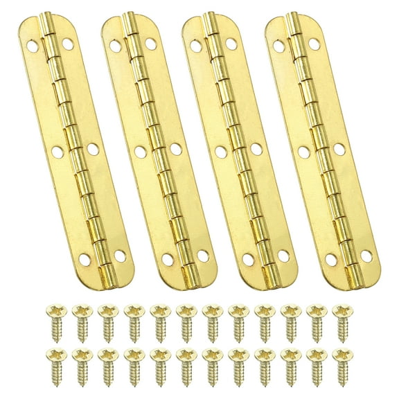 Uxcell Small Piano Hinge 2.6" x 0.6",180-Degree Jewelry Box Hinges with Screw, Gold 4 Pack
