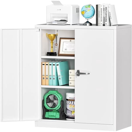 Metal Garage Storage Cabinet 36 Lockable Storage Cabinet with 2 Doors and 2 Adjustable Shelves Steel File Cabinet Great for Home Office Garage Warehouse Study Room