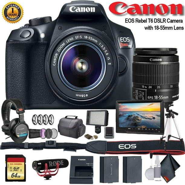 Canon EOS Rebel T6 DSLR Camera with 1855mm Lens 1159C003 W/Bag, Extra