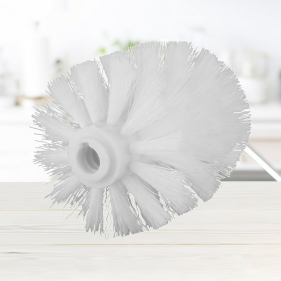 FELTECHELECTR 1Pack Toilet Brush Replacement Head with Stiff Bristles for Bathroom Cleaning White Plastic 10x8x2cm