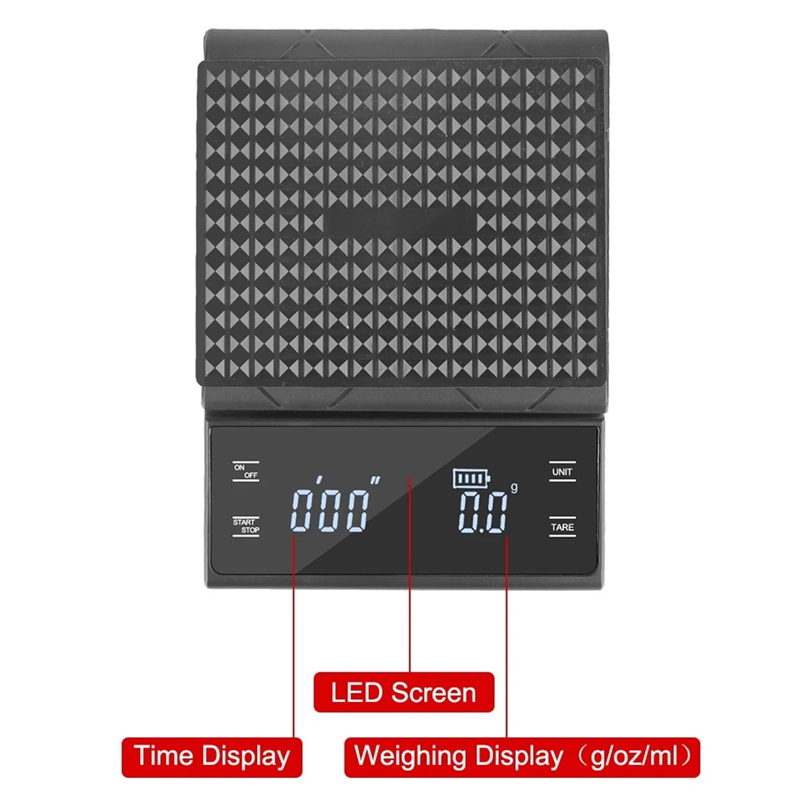 Rechargeable Type-C 3KG/0.1g Electronic g/oz/ml LED display Coffee Kitchen Weight Scale High Precision Auto Timer Digital