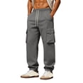 thumbnail image 3 of Men's Joggers Cargo Work Pants, Elastic Waist Drawstring Straight Leg, Quick Dry Lightweight Stretchy Multi-Pocket, Casual Hiking Running Athletic Daily | AKLJWH,Gray S, 3 of 9
