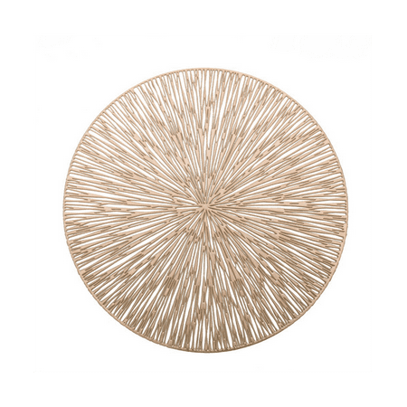 

1PCS Round Placemats Restaurant Hollow PVC Decoration Meal Mat Anti-Hot Dining Table Line Mat Steak Plate Pad Golden