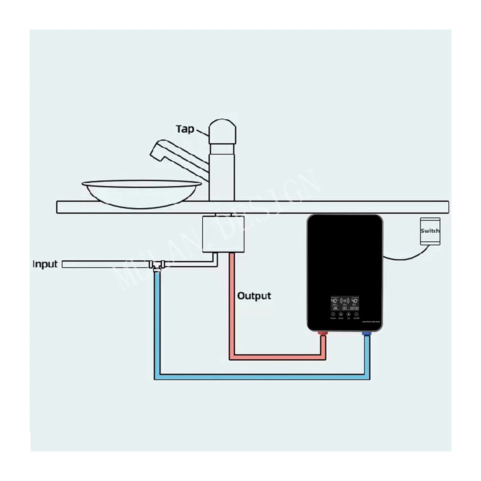 Instant Water Heater Shower Bathroom Faucets Kitchen Tap Electric Water Heater 8000W Digital Display Temperature Adjustable ,Lightweight Portable Design