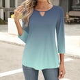 thumbnail image 4 of Women Tops under $5! Cagogo 3/4 Length Sleeve Shirts for Womens Keyhole Crewneck Gradient Color Fashion Cute Basic Blouse Dressy Summer Trendy Plus Size Tunics Clothing, 4 of 6