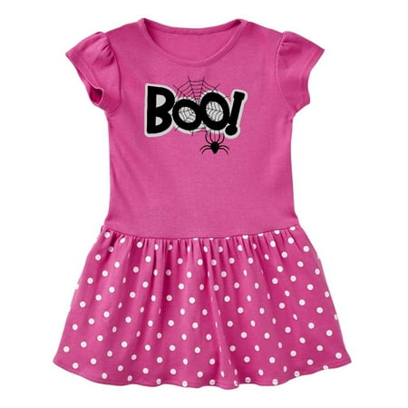 

Inktastic Halloween Boo with Spider and Web in Black Gift Toddler Girl Dress